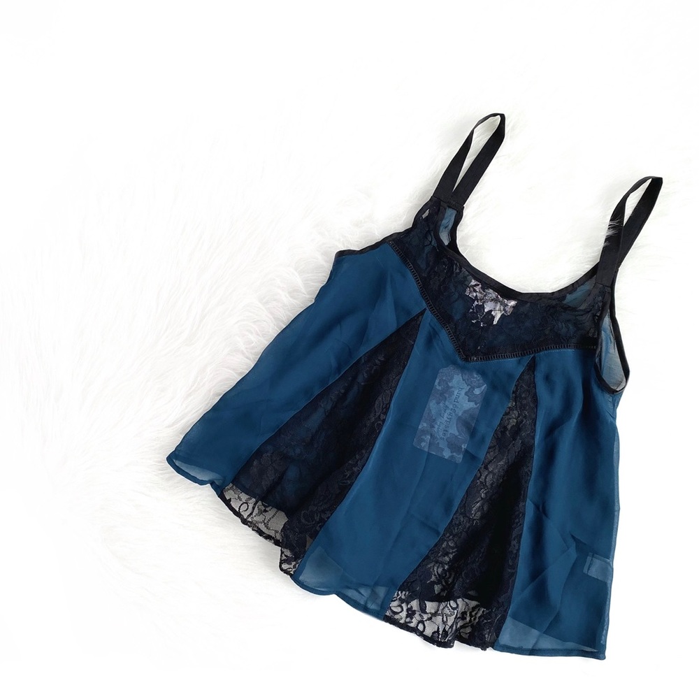 Band of Gypsies | dark teal & lace sheer flowy top